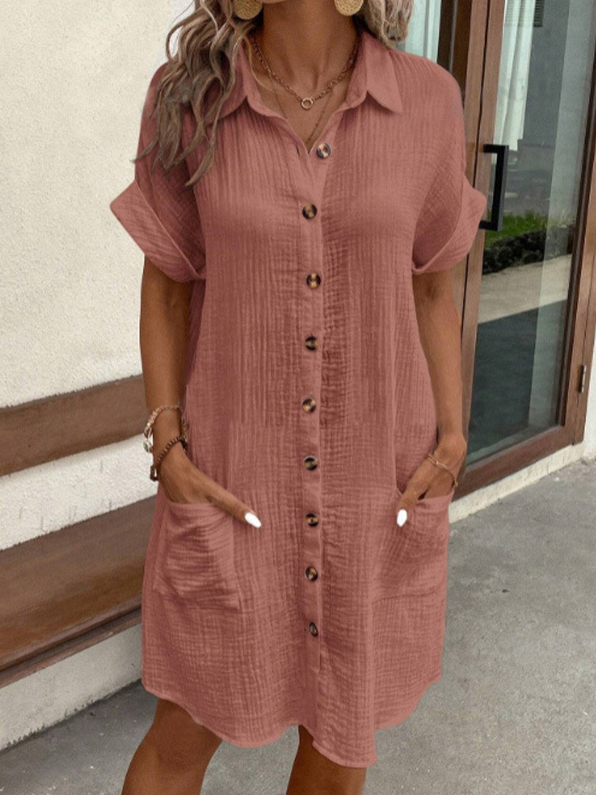 Renata™ – Übergroßes Polokleid aus gewebtem Stoff