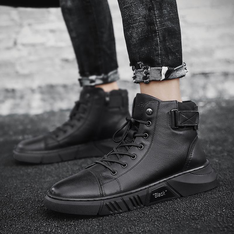 Davido ™ -  Robuste Herren Lederstiefel aus schwarzem Leder