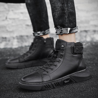 Davido ™ -  Robuste Herren Lederstiefel aus schwarzem Leder