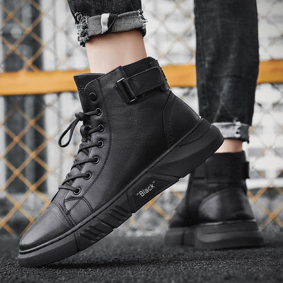Davido ™ -  Robuste Herren Lederstiefel aus schwarzem Leder