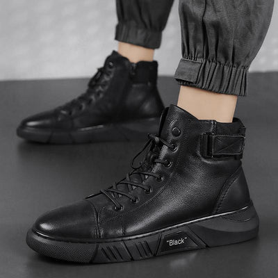 Davido ™ -  Robuste Herren Lederstiefel aus schwarzem Leder