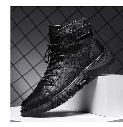Davido ™ -  Robuste Herren Lederstiefel aus schwarzem Leder