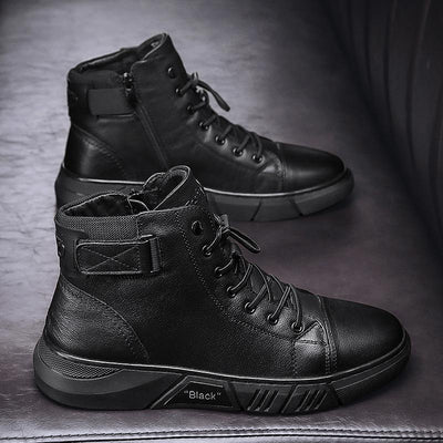 Davido ™ -  Robuste Herren Lederstiefel aus schwarzem Leder