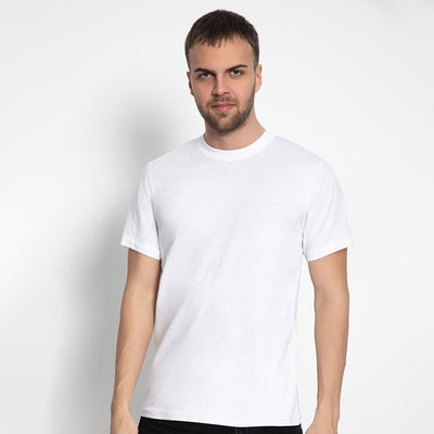 Set aus 10 Herren -T- Shirts, 100 % Baumwolle (Langlebig), Doppelkragen (WEITET SICH NICHT), Regular Fit (Bequem), WEISS (für jeden Stil)